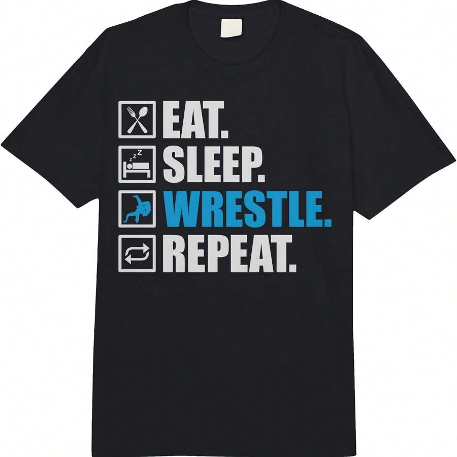 Funny Wrestling Designs For Men Women Wrestle Athlete Fans Comfort Colors Adult Heavyweight T-Shirt - Black - View 1