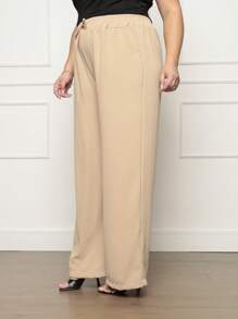 Kit 3 Plus Size Women's Wide Leg Pants From Duna - Vino Blanco Beige - Ver 6