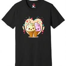 Valentines Day Ice Cream Shirt, Cute Couple T-Shirt, Valentines Day Gift - Black - View 1