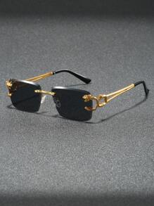 Ochelari de soare 1 buc pentru bărbați, fără ramă, retro, de înaltă calitate, versatil, stil stradal, pentru vacanță de vară la plajă, în aer liber, călătorii, înapoi la școală, aspect preppy la modă