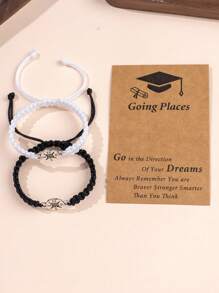 2 件简约复古金属指南针编织手链，适合男士和女士，毕业礼物 - 指南針 - 查看 5