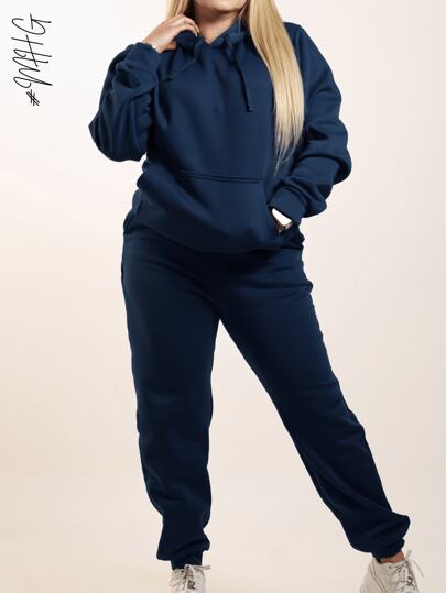 Conjunto de dos piezas termico, calido y suave holgado unicolor casual, informal y deportivo de pantalon jogger holgado con bolsillos laterales y sudadera hoodie con capucha gorro, bolsillo tipo canguro delantero amplio y cordon central para ajustarlo unicolor perfecto para gimnasio o simplemente salir a la calle