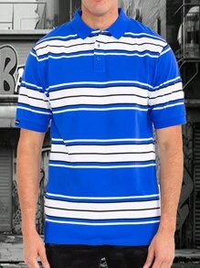 Mens West Coast Classic Striped Polo Shirt - 皇家 - 查看 1