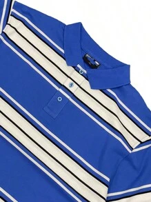 Mens West Coast Classic Striped Polo Shirt - 皇家 - 查看 4