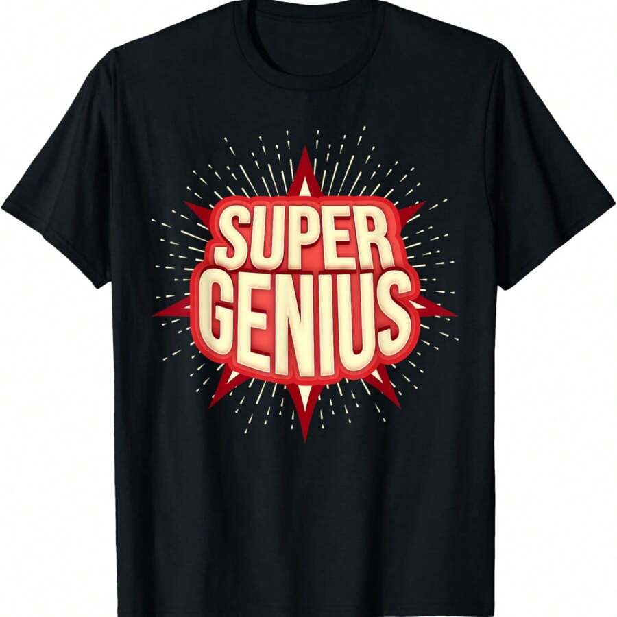 Super Genius Funny Sarcastic Nerd Geek Gift T-Shirt - 黑色 - 查看 1