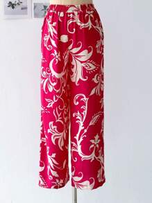 Wide-Leg Pants In Dune Fabric With Stretch Floral Print - 紫色 - 查看 2