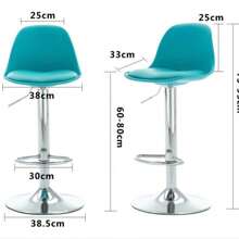 GLOBAL Z-A Silla giratoria de Bar alta ajustable, asiento nórdico moderno, elevador de escritorio frontal con taburete alto, respaldo de moda, silla de Bar con patas de Metal de estilo nordic,sillas de comedor ema - blanco - Ver 3