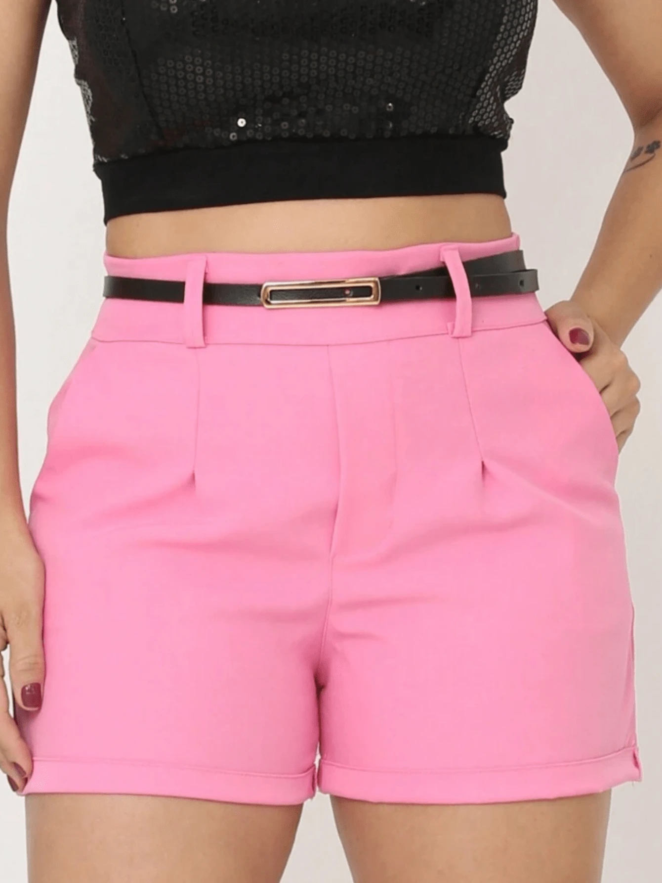 Za Shorts With Women's Tailored Belt - 淺粉色 - 查看 1