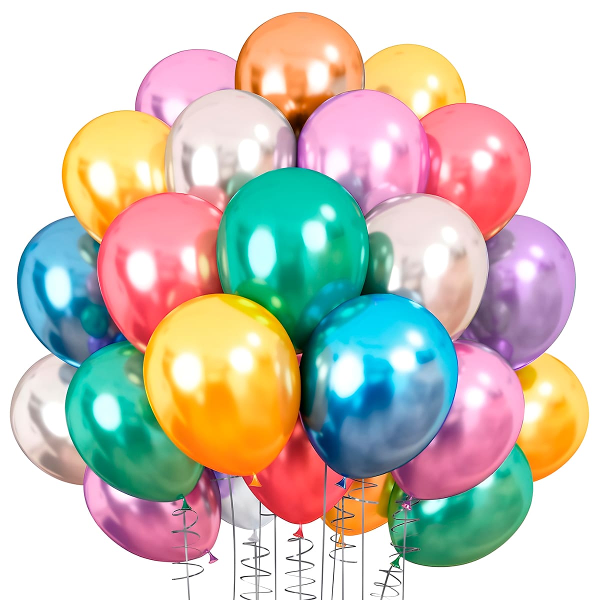 50 Metallic Balloon Balloons Various Colors Chrome Platinum Chrome Premium Size 5 And 9 Inches - 尺寸 5 什錦 - 查看 1