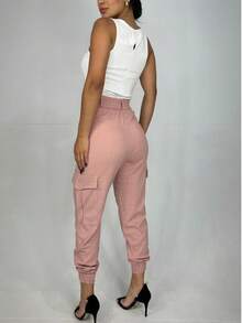 Women's Tailored Jogger Pants High Waist With Side Pockets - 乾枯玫瑰色 - 查看 2