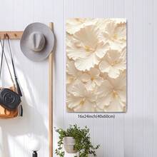 3D White Hibiscus Canvas Painting, Textured Floral Wall Art, Elegant Flower Print, Modern Home Decor,High Quality, For New Year, Valentine's Day, Living Room, Bathroom, Bedroom, Kitchen, Framed Art - Framed - View 4