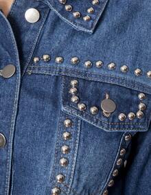 MAREZZI COUTURE CHAMARRA DE MEZLILLA CON DETALLES METALICOS - Azul lavado medio - Ver 3