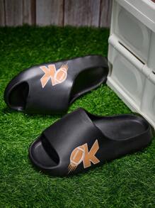 OURANNI Men's Fashion Print Non-Slip Lightweight Outdoor/Indoor Home Shower Beach Holiday Slippers, Versatile, Suitable For Men And Women For Casual Wear - Black - View 1