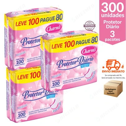 Kit com 300 Protetor Diário Feminino com gel absorvente - Charms