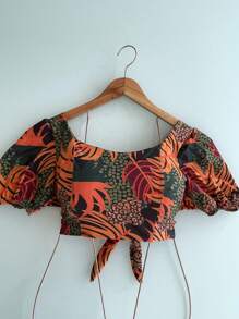 blusas de corpped com boja estampan novo - Multicolorido - Visão 1
