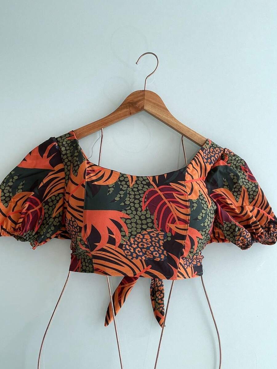 blusas de corpped com boja estampan novo - Multicolorido - Visão 1