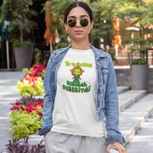 Playera Para Mujer 1 Pza Estampado Yo Te Quiero Deberas Deberitas | Playera Para Duo | Prenda entallada y de Tela Delgada 100% algodón - Blanco - Ver 3
