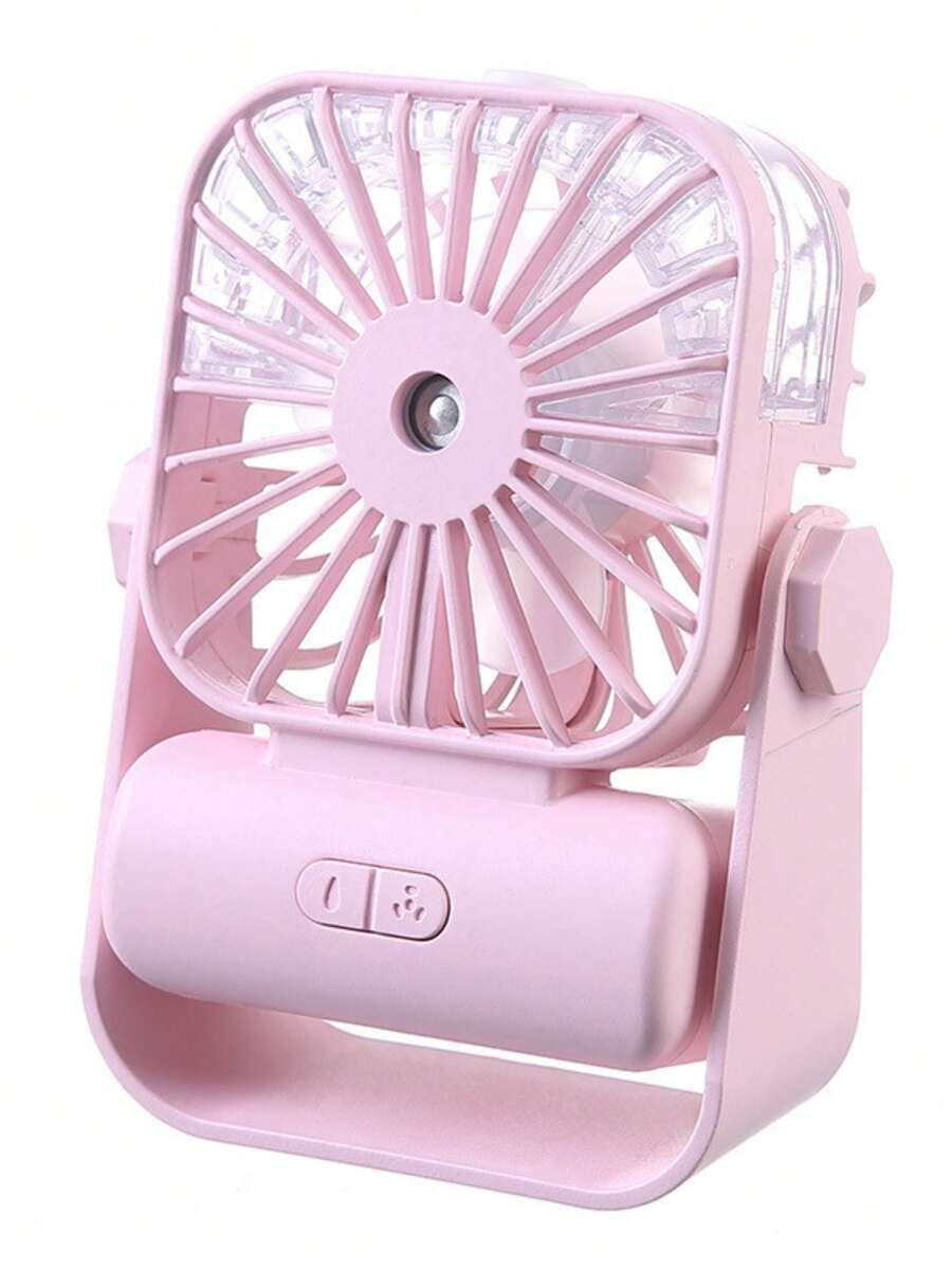 1 Piece Solid Color Electric Fan Mini Sprayer USB Charging Water Filled Silent Fan - Pink - View 1