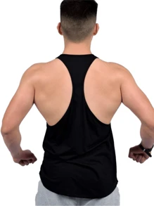 Kit Of 3 Men's 100% Cotton American Style Low-Cut Tank Tops For Training