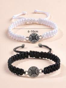 2 件简约复古金属指南针编织手链，适合男士和女士，毕业礼物 - 指南針 - 查看 6