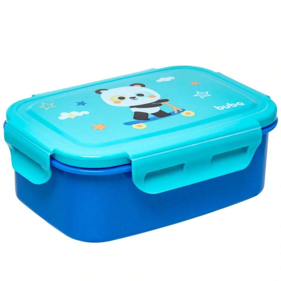 Children's Bento Box Stainless Steel Lunch Box With Buba Zoo Divider 600ml - 藍色 - 查看 1