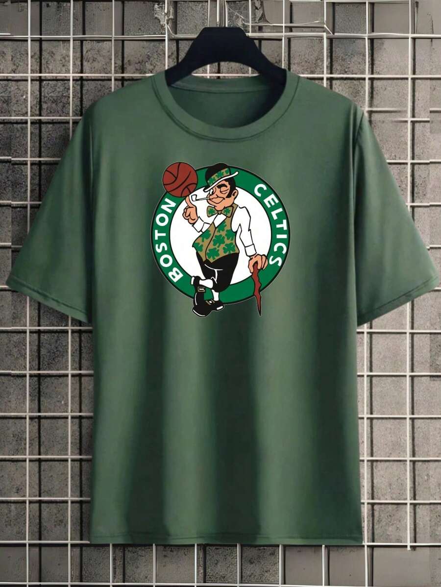 Bos Celtic Shirt Printed Basketball Team T-Shirt Yarn 30.1 100% Cotton Various Colors - xanh quân đội - Xem 1
