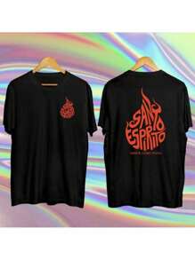 Camiseta Masculina Unissex Santo Espirito Como Fogo Streetwear cristã 100% Algodao Envio imediato - Preto - Visão 1