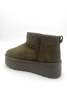 2024 Autumn/Winter New Women Snow Boots Slip-On Slippers, Thick Platform, Dual-Use Cotton Padded Shoes For Outdoor Wear - Army Green - View 6