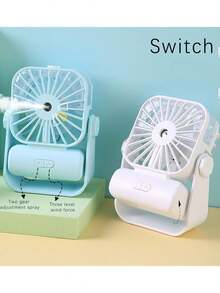 1 Piece Solid Color Electric Fan Mini Sprayer USB Charging Water Filled Silent Fan - Pink - View 8