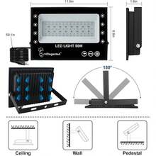 ELEGANTED 50W Reflectore Led Exterior RGB+UV Luz Negra 2 en 1 Actualizado, Reflector De Colores Para Neon Fiesta Navidad Halloween Jardín, IP66 Impermeable, Uv 395-405nm 2 paquetes - 50 W UV + RGB - Ver 4