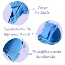 Carolina Luxury Double Polyamide And Lace Lingerie Set - Dusty Blue - View 5