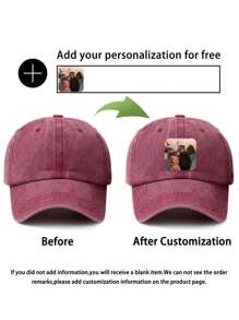 Custom Designed Text, Photo, Image, Logo Printed Square Crown Soft Top Baseball Cap, Fashionable Casual Personalized Hat, Ideal Customized Gift For Men, Women, Boyfriend, Girlfriend, Family, Friends, Pets, Suitable For Graduation, Wedding, Holidays And More, Unique Personalized Cap