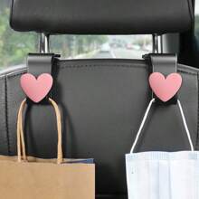 2 piezas Ganchos creativos con forma de corazón para reposacabezas de coche, organizadores de almacenamiento para el coche para colgar bolsas, carteras, bolsas de la compra, paraguas