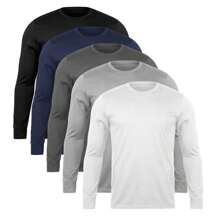 KIT 4 Long Sleeve T-Shirts 100% Polyester Men's Fashion Casual Party Gym Uniform - Nhiều màu - Xem 1