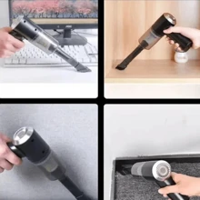 Mini Aspirador De Pó Portátil Sem Fio 3 em 1 Recarregável Usb Portátil Multifuncional Casa Carro Design Inteligente Excelente Poder de Sucção - Preto e Branco - Visão 2