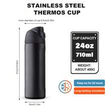 Taza negra de 32 onzas (945 ml), tiempo de conservación del calor de talla grande de 24 horas, puede aislar agua caliente y fría, apariencia hermosa y adecuada para camping, trabajo, uso en interiores, etc.