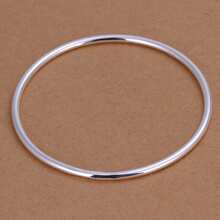 镀银手链时尚个性简约光滑手镯女士婚礼订婚珠宝