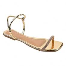 Women Flat Sandals - Vàng - Xem 5