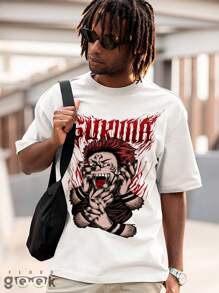 T-Shirt Shirt Jujutsu Kaise Ryomen Sukuna Yudji Itadori Kokusen Anime Series Ref 1542 FLUXOGEEK - 白色 - 查看 4