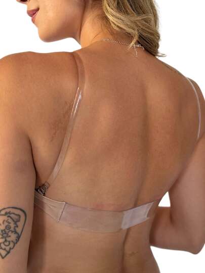 Eatifa Sutian Costa Nua Com Alça de Silicone Discreto Regulável e Removível com Bojo Sutiã Nude Chocolate