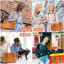 Fashion Dog Purse Pet Carrier Leather Bag For Small Dogs Cats Puppy Portable Tote Bag Airline Approved Soft-Sided Carriers Brown - 布朗1 - 查看 5
