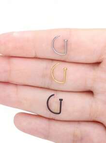1个/3个/5个装不锈钢D形假鼻环，舒适夹式鼻环/耳环，无需穿孔