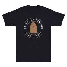 Pesto The Penguin More To Love Funny Red Heart Penguin Meme Retro 's T-Shirt - Black - View 1