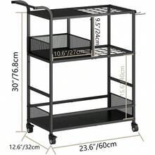GILLAS Garden Tool Organizer Cart Yard Tool Organizer For Garage Up To 35 Long-Handled Tool Storage Rack Yard Tool Holder For Rakes Brooms Shovles Outdoor Use Garden Tool Utility Cart - Black1 - View 7
