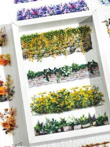 24 Sheets Green Plant Sticker Book, Decorative Stickers For DIY Plant Scrapbooking, Planner, Journaling,School Supplies,Back To School