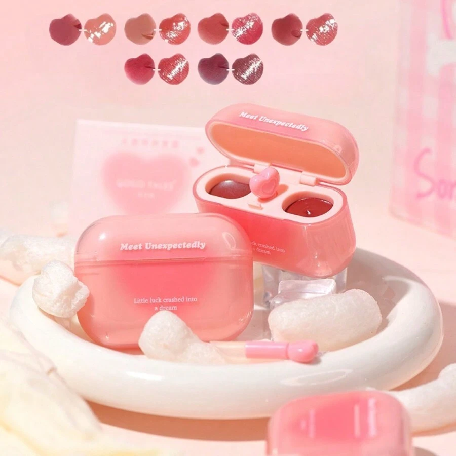 Labiales 2 en 1 en Forma de Audífono - Hidratación y Color en un Solo Producto, Diseño Portátil y Moderno, Ideal para Labios Suaves y Radiantes