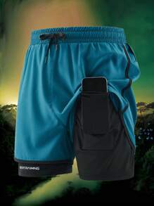 3-teiliges Sommer Workout Set für Herren, Outdoor Lässig Shorts, Sportshorts mit 2 in 1 Design