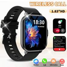 Double Strap Smart Watch 1.83-Inch Full Screen Touch Fitness Tracker, Sports Wireless Call/Dial, Message Reminder Date Alarm Compatible With Android/Ios Unisex - Black - View 3