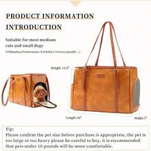 Fashion Dog Purse Pet Carrier Leather Bag For Small Dogs Cats Puppy Portable Tote Bag Airline Approved Soft-Sided Carriers Brown - 布朗1 - 查看 2