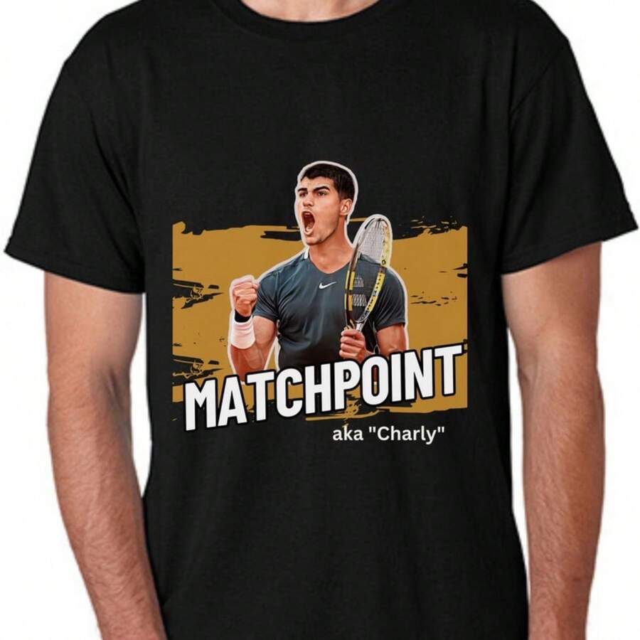Professional Tennis Player Carlos Alcaraz Aka Charly Australia Open 2024 Tshirt, Wimbledon  Final Shirt, Calos Alcaraz Tennis Pro Tee - màu đen - Xem 1